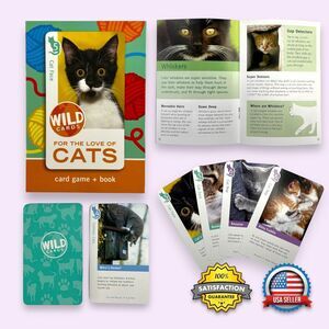 For The Love Of Cats 4-in-1 Card Game & Book Educational Family Kids Game Trivia